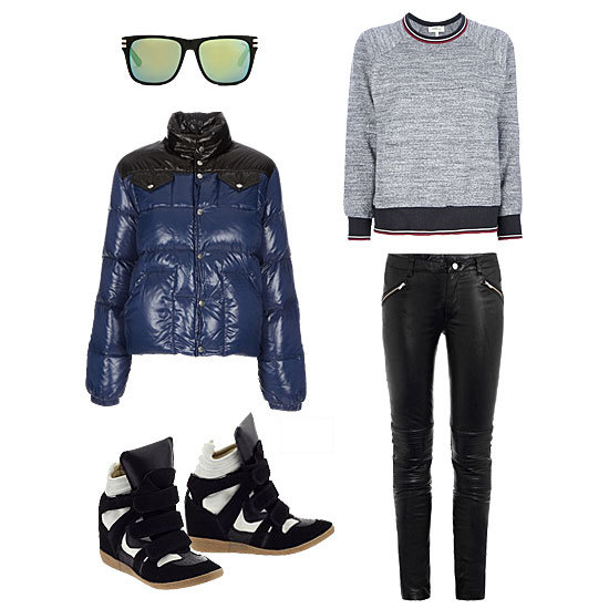 If ever there was time to embrace the sporty trend, it's now. Athletic-inspired sweatshirts, slick leather bottoms, mirrored shades, and on-trend high-tops are the ideal accompaniments to your coolest puffer.
Get the look:
Sabre Heartbreaker Sunglasses ($110)
Pyrenex Gloss Padded Jacket ($467)
Steve Madden Hilight Sneakers ($150)
Isabel Marant Etoile Raglan Sweatshirt ($265)
Blk Denim Biker-Style Leather Trousers ($959)
If ever there was time to embrace the sporty trend, it's now. Athletic-inspired sweatshirts, slick leather bottoms, mirrored shades, and on-trend high-tops are the ideal accompaniments to your coolest puffer.
Get the look:
Sabre Heartbreaker Sunglasses ($110)
Pyrenex Gloss Padded Jacket ($467)
Steve Madden Hilight Sneakers ($150)
Isabel Marant Etoile Raglan Sweatshirt ($265)
Blk Denim Biker-Style Leather Trousers ($959)