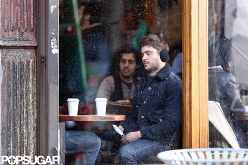 Zac Efron filmed at a coffee shop in NYC.
Zac Efron filmed at a coffee shop in NYC.