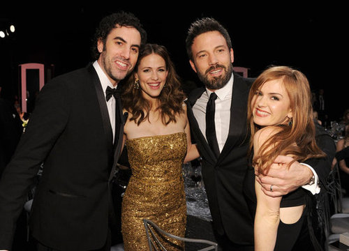 Jennifer Garner and Ben Affleck coupled up with Sacha Baron Cohen and Isla Fisher for a snap at the SAGs.
Jennifer Garner and Ben Affleck coupled up with Sacha Baron Cohen and Isla Fisher for a snap at the SAGs.