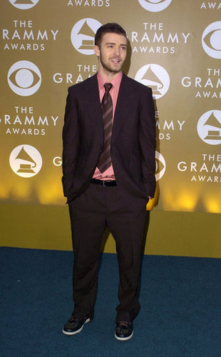 Justin went for a chocolate-brown suit on the Grammys red carpet in 2004.
Justin went for a chocolate-brown suit on the Grammys red carpet in 2004.