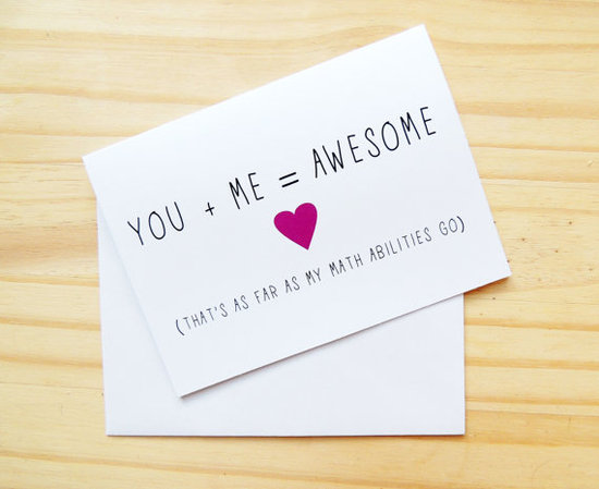 We love this sweet and nerdy You and Me Valentine's Day card ($4).
We love this sweet and nerdy You and Me Valentine's Day card ($4).