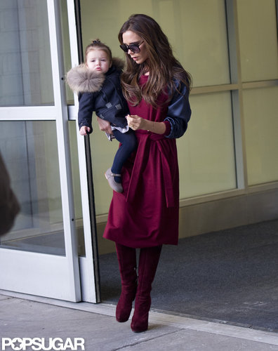 Victoria Beckham and a Warmly Dressed Harper Arrive in Town For NYFW Victoria Beckham and a Warmly Dressed Harper Arrive in Town For NYFW
