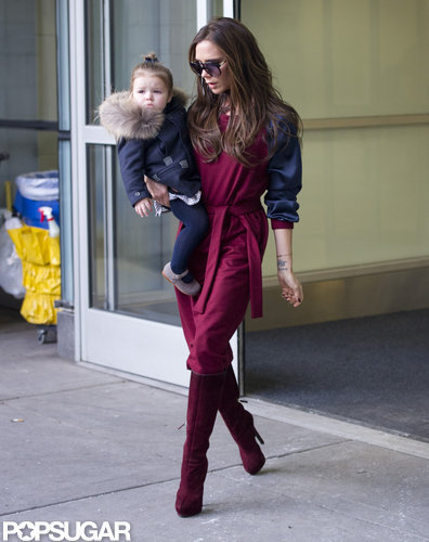 Victoria Beckham and a Warmly Dressed Harper Arrive in Town For NYFW Victoria Beckham and a Warmly Dressed Harper Arrive in Town For NYFW