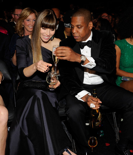 Jay-Z shared a drink with Jessica Biel during the show.
Jay-Z shared a drink with Jessica Biel during the show.