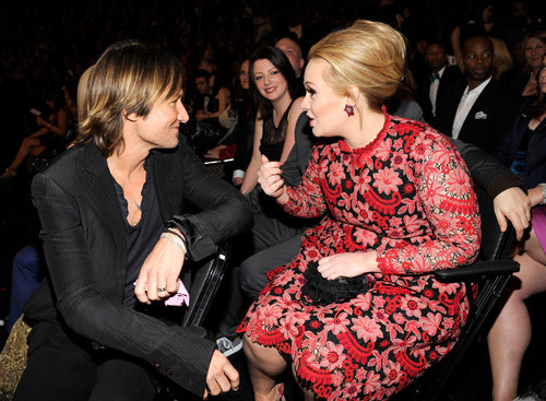 Adele chatted with Keith Urban before her big win.
Adele chatted with Keith Urban before her big win.