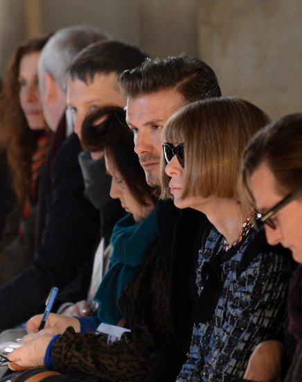 David Beckham sat next to Anna Wintour for Victoria Beckham's collection in NYC in February.
David Beckham sat next to Anna Wintour for Victoria Beckham's collection in NYC in February.