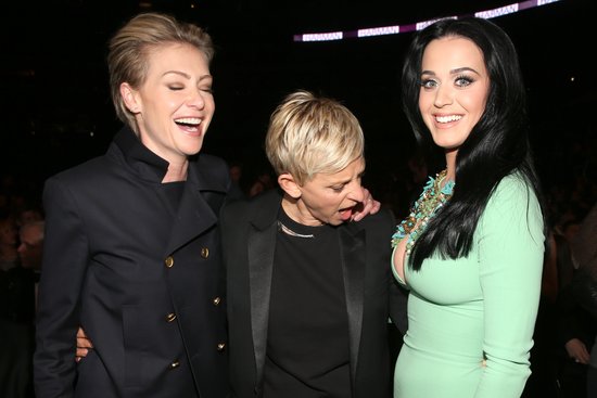 Portia de Rossi and Ellen DeGeneres goofed around with Katy Perry.
Portia de Rossi and Ellen DeGeneres goofed around with Katy Perry.