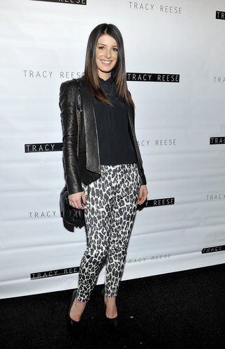 Shenae Grimes's leopard pants jazzed up her ensemble at Tracy Reese.
Shenae Grimes's leopard pants jazzed up her ensemble at Tracy Reese.