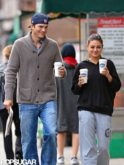 Ashton Kutcher and Mila Kunis kept it casual during a coffee run in NYC in October 2012.
Ashton Kutcher and Mila Kunis kept it casual during a coffee run in NYC in October 2012.