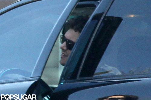 Adam Brody left Leighton Meester's house.
Adam Brody left Leighton Meester's house.