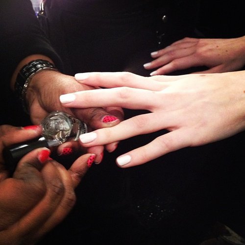China Glaze chose a Winter-white nail color for the Tadashi Shoji show.
China Glaze chose a Winter-white nail color for the Tadashi Shoji show.