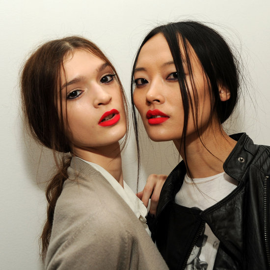 The finished look: skin was matte, but beautifully highlighted as you can see from the light reflecting off of the models' cheekbones.
The finished look: skin was matte, but beautifully highlighted as you can see from the light reflecting off of the models' cheekbones.