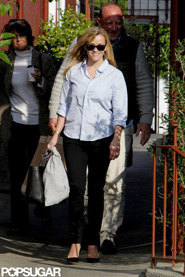Reese Witherspoon smiled as she left a lunch outing at Brentwood Country Mart.
Reese Witherspoon smiled as she left a lunch outing at Brentwood Country Mart.