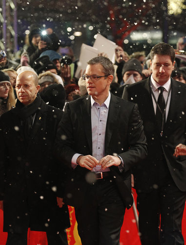 Matt Damon arrived at the Berlin premiere of Promised Land Friday night while it was snowing.
Matt Damon arrived at the Berlin premiere of Promised Land Friday night while it was snowing.