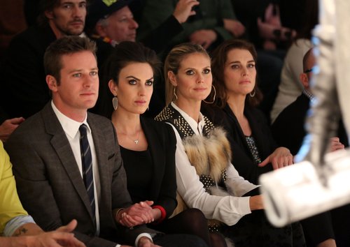 Armie Hammer and Elizabeth Chambers sat next to Heidi Klum and Brooke Shields in the front row at Kenneth Cole's Thursday show.
Armie Hammer and Elizabeth Chambers sat next to Heidi Klum and Brooke Shields in the front row at Kenneth Cole's Thursday show.