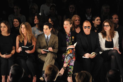 Nina Garcia, Zac Posen, Heidi Klum, and Michael Kors took the front row at the Project Runway finale show.
Nina Garcia, Zac Posen, Heidi Klum, and Michael Kors took the front row at the Project Runway finale show.