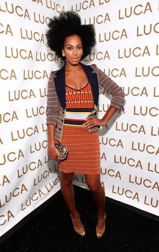 Solange debuted the perfect transitional color palette in an orange, navy, and yellow ensemble at the Luca Luca Spring 2011 show in NYC. The fashion maven topped her knit aztec-print dress with a geometric blazer, then slipped on a pair of T-strap leopard sandals.
Solange debuted the perfect transitional color palette in an orange, navy, and yellow ensemble at the Luca Luca Spring 2011 show in NYC. The fashion maven topped her knit aztec-print dress with a geometric blazer, then slipped on a pair of T-strap leopard sandals.
