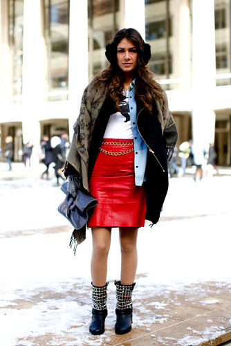 Red leather was the city-slick counter to cozy layers up top.
Red leather was the city-slick counter to cozy layers up top.