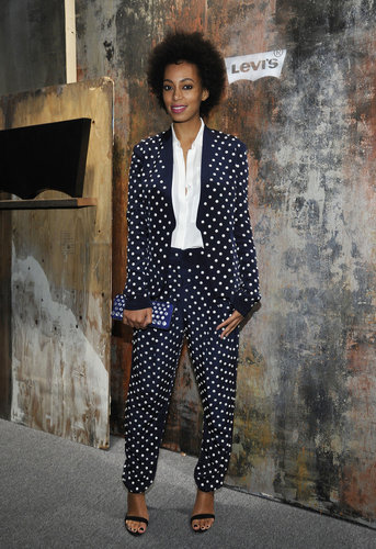 Solange doubled up on dots, working a black-and-white polka-dot suit with ankle-strap sandals while rocking out to Frank Ocean at the Levi's 501 pre-Grammy party in LA.
Source: Flickr user paulandwilliams
Solange doubled up on dots, working a black-and-white polka-dot suit with ankle-strap sandals while rocking out to Frank Ocean at the Levi's 501 pre-Grammy party in LA.
Source: Flickr user paulandwilliams