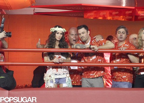 Megan Fox and Brian Austin Green Sneak a Carnival Kiss in Brazil Megan Fox and Brian Austin Green Sneak a Carnival Kiss in Brazil