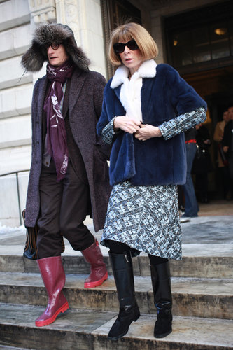 Hamish Bowles and Anna Wintour bundled up in their respective furs — and came ready for the inclement weather with slick boots.
Hamish Bowles and Anna Wintour bundled up in their respective furs — and came ready for the inclement weather with slick boots.