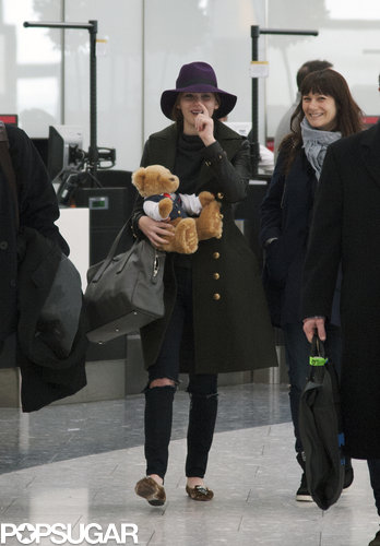 Jennifer Lawrence carried a teddy bear while making her way through Heathrow Airport near London.
Jennifer Lawrence carried a teddy bear while making her way through Heathrow Airport near London.