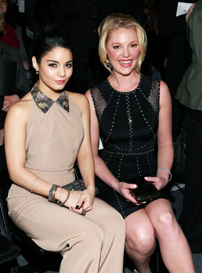 Vanessa Hudgens and Katherine Heigl smiled at the Jenny Packham show during Fashion Week in NYC on Tuesday.
Vanessa Hudgens and Katherine Heigl smiled at the Jenny Packham show during Fashion Week in NYC on Tuesday.