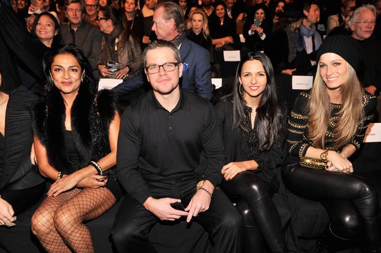 Matt and Luciana Damon sat front row during the Naeem Khan show at New York Fashion Week in February.
Matt and Luciana Damon sat front row during the Naeem Khan show at New York Fashion Week in February.