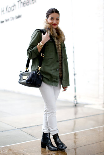 A staple anorak got a luxe touch with a fur collar.
A staple anorak got a luxe touch with a fur collar.
