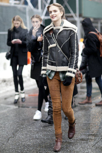 A shearling jacket toughened up corduroys.
A shearling jacket toughened up corduroys.