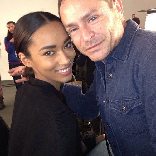 Makeup artist Tom Pecheux and model Anais Mali were all smiles backstage at Sophie Theallet.
Makeup artist Tom Pecheux and model Anais Mali were all smiles backstage at Sophie Theallet.