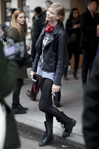 The quintessential off-duty model style: moto jacket, combat boots, cutoffs, and headphones.
The quintessential off-duty model style: moto jacket, combat boots, cutoffs, and headphones.
