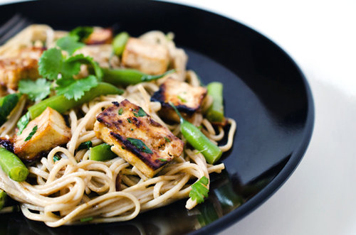 Skillet Soba, Baked Tofu and Green Bean Salad With Spicy Dressing