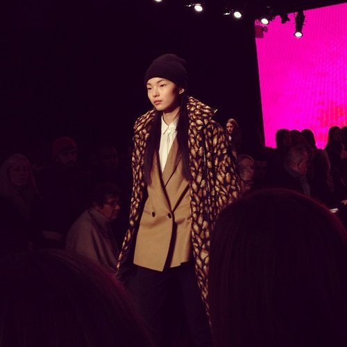 Printed coats over tailored blazers at DKNY.
Printed coats over tailored blazers at DKNY.