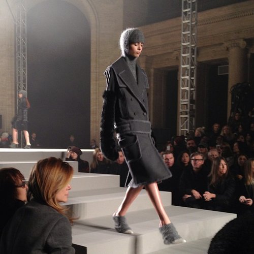 Cozy charcoal coats at Alexander Wang.
Cozy charcoal coats at Alexander Wang.