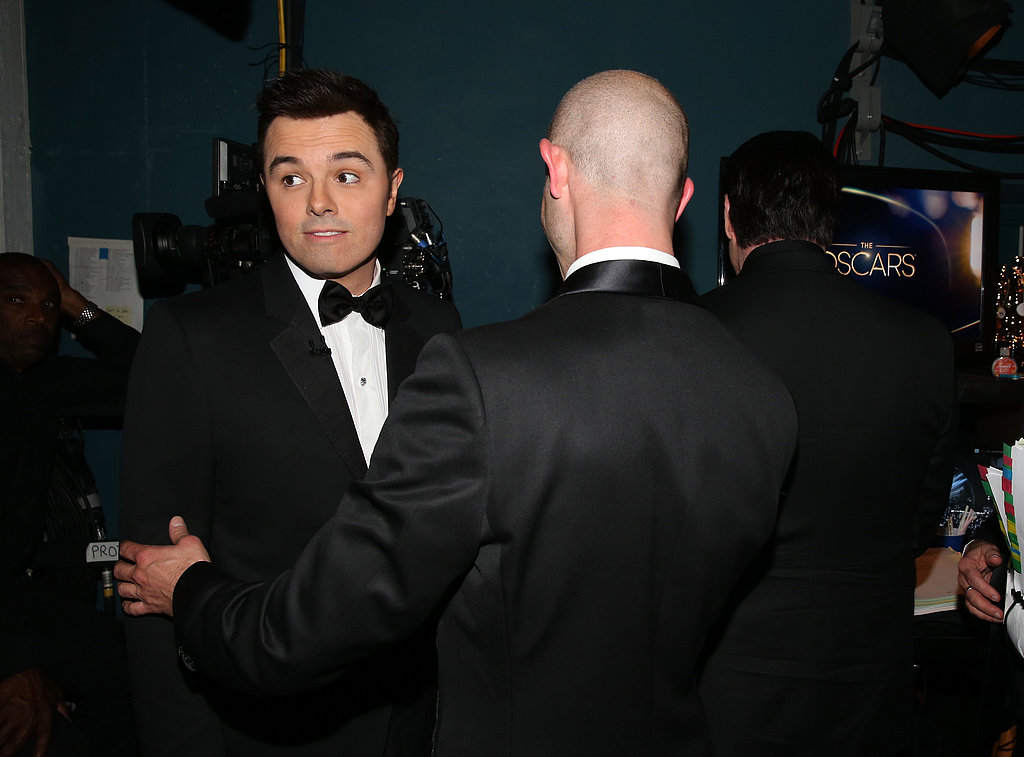 Seth MacFarlane backstage at the 2013 Oscars.
Seth MacFarlane backstage at the 2013 Oscars.