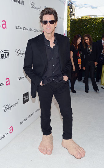 Jim Carrey had a laugh as he stepped out for Elton John's Oscar party in LA.
Jim Carrey had a laugh as he stepped out for Elton John's Oscar party in LA.