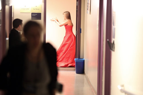 Jennifer Aniston backstage at the Oscars.
Jennifer Aniston backstage at the Oscars.