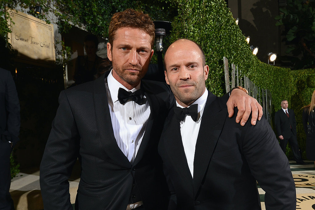 Gerard Butler and Jason Statham arrived at the Vanity Fair Oscar party on Sunday night.
Gerard Butler and Jason Statham arrived at the Vanity Fair Oscar party on Sunday night.