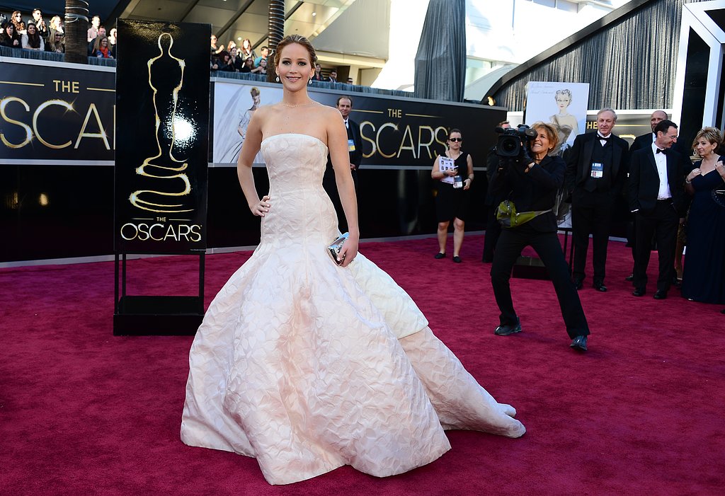 Jennifer Lawrence on the red carpet at the Oscars 2013.
Jennifer Lawrence on the red carpet at the Oscars 2013.