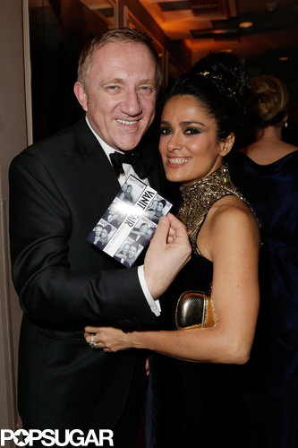 Francois-Henri Pinault and Salma Hayek showed off their photo booth pictures at the Vanity Fair Oscar party on Sunday.
Francois-Henri Pinault and Salma Hayek showed off their photo booth pictures at the Vanity Fair Oscar party on Sunday.