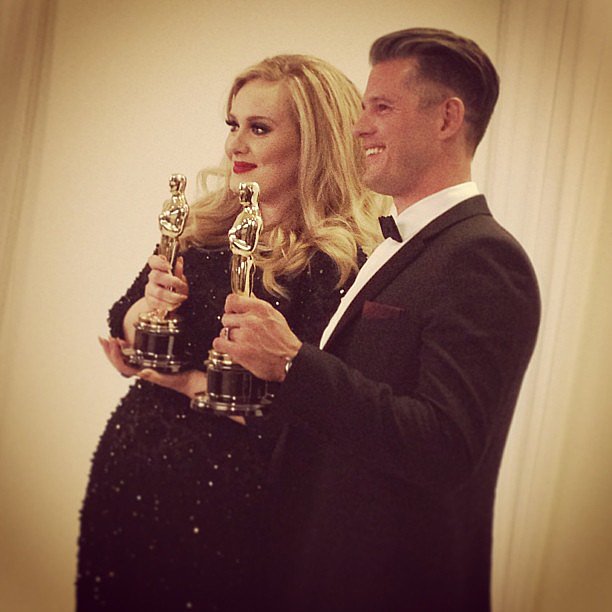 Adele held up her award backstage at the Oscars.
Source: Instagram user theacademy
Adele held up her award backstage at the Oscars.
Source: Instagram user theacademy
