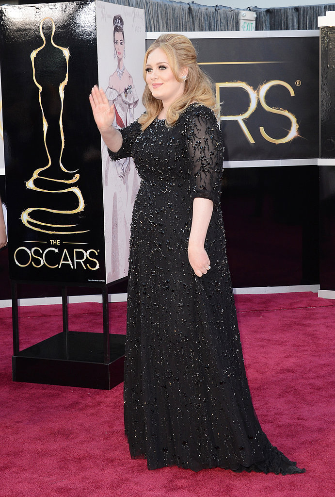 Adele on the red carpet at the Oscars 2013.
Adele on the red carpet at the Oscars 2013.