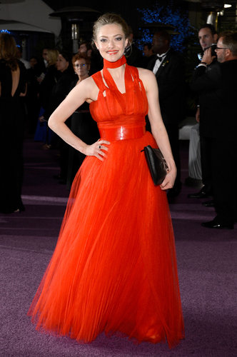 Amanda Seyfried wore a long red gown to the Governors Ball.
Amanda Seyfried wore a long red gown to the Governors Ball.