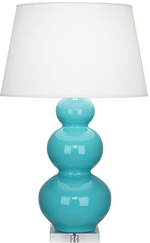 Triple Gourd Lucite Table Lamp in Egg Blue - Large -Open Box