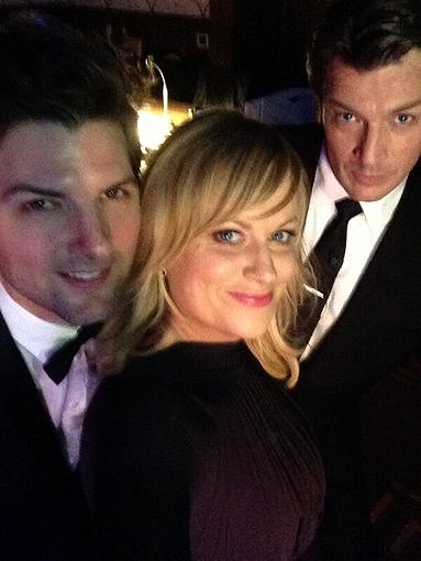Nathan Fillion got cozy with Parks and Recreation's Adam Scott and Amy Poehler.
Source: Twitter user NathanFillion
Nathan Fillion got cozy with Parks and Recreation's Adam Scott and Amy Poehler.
Source: Twitter user NathanFillion