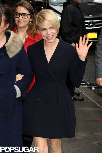 Michelle Williams waved in NYC.
Michelle Williams waved in NYC.