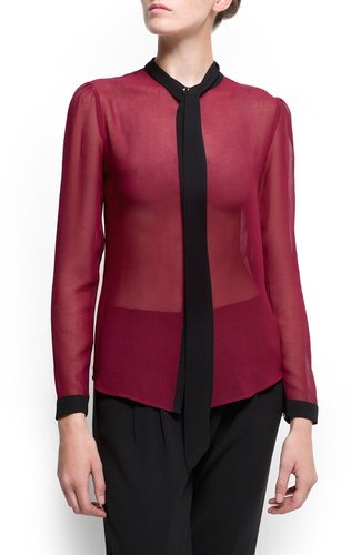Pussy-bow sheer blouse