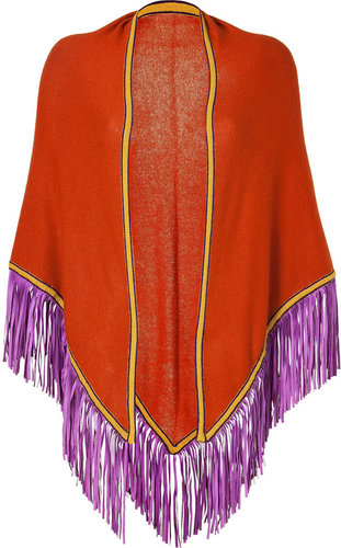 Antonia Zander Rust/Orchid Fringed Cashmere Triangle Scarf