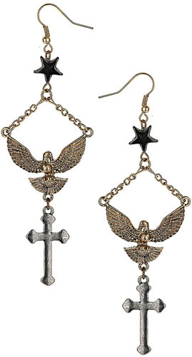 Eagle Cross Drop Earrings
